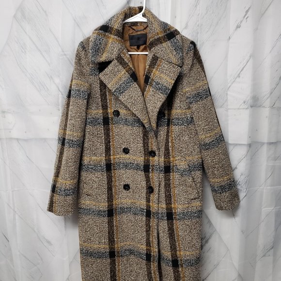Kendall & Kylie Jackets & Blazers - Kendall & Kylie Brown Plaid Wool Blend Coat Size L